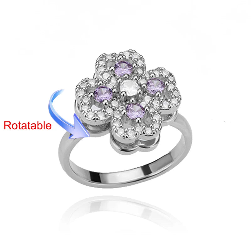 Anillo Giratorio Antiestrés "Lucky Flower" (Acero Inoxidable)
