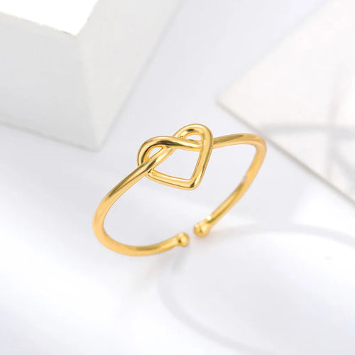 Anillo Bañado en Oro 18K "Heart Knot" Minimal