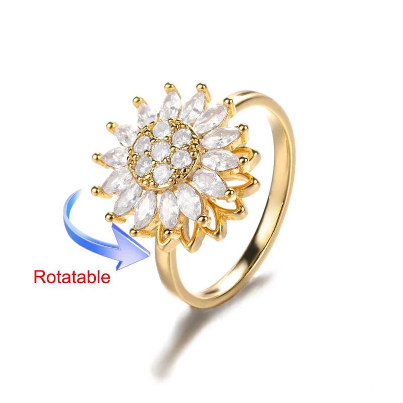 Anillo Giratorio Antiestrés "Lucky Flower" (Acero Inoxidable)
