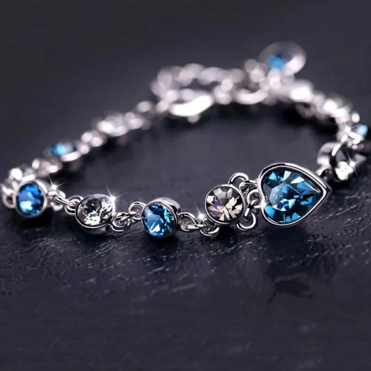 Pulsera de Eslabones "Aura Crystal" Silver