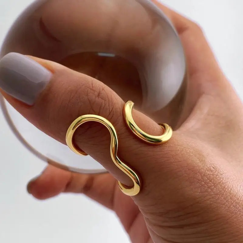 Anillo Ajustable "Liquid Shape" (Acero Inoxidable)