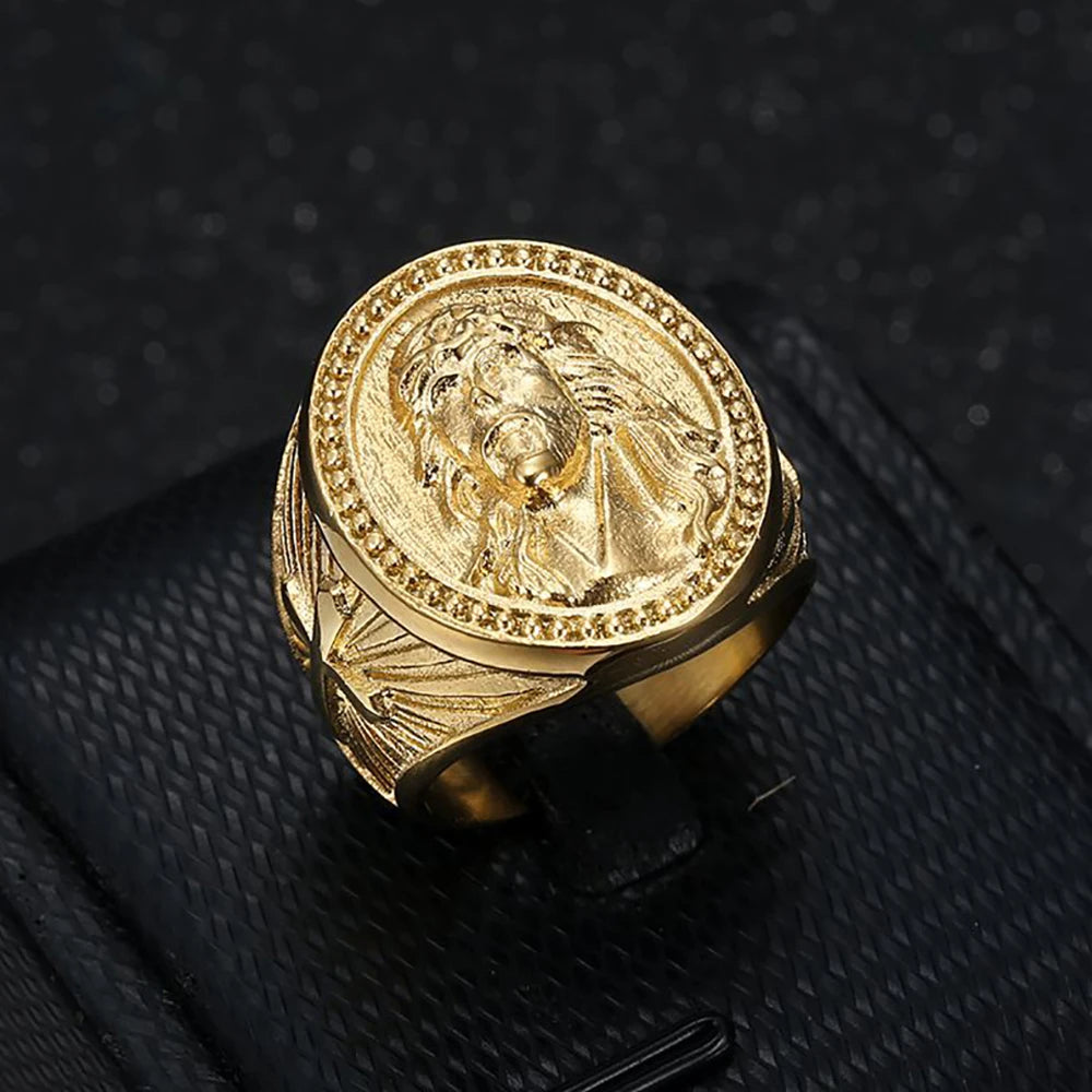 Anillo De Sello Vintage "Medalla ¨Guerrera" (Acero 316L)