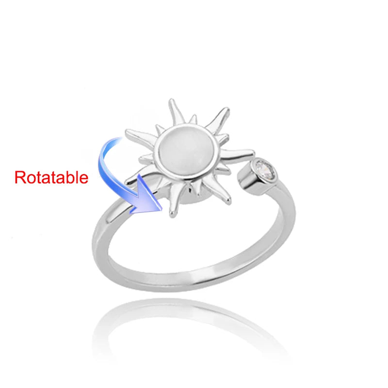Anillo Giratorio Antiestrés "Lucky Flower" (Acero Inoxidable)