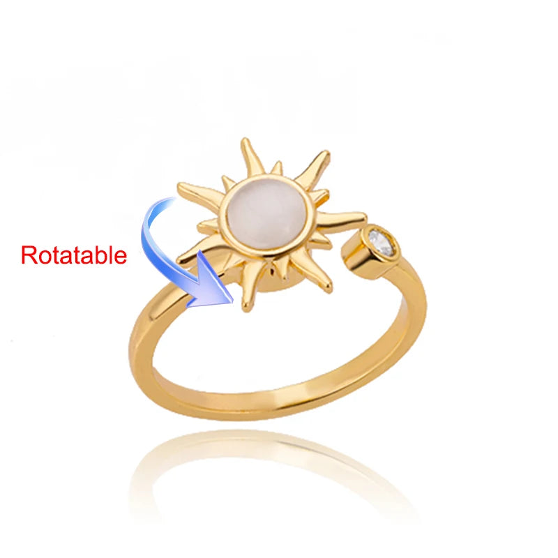 Anillo Giratorio Antiestrés "Lucky Flower" (Acero Inoxidable)