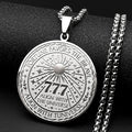 Collar con Colgante de Medalla Redonda con Número de la Fortuna 777