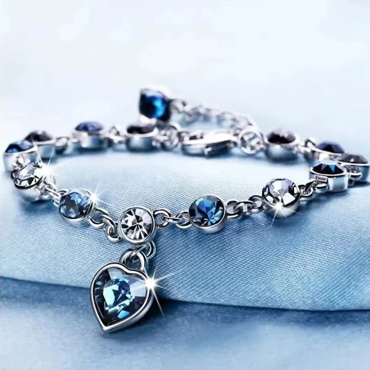 Pulsera de Eslabones "Aura Crystal" Silver