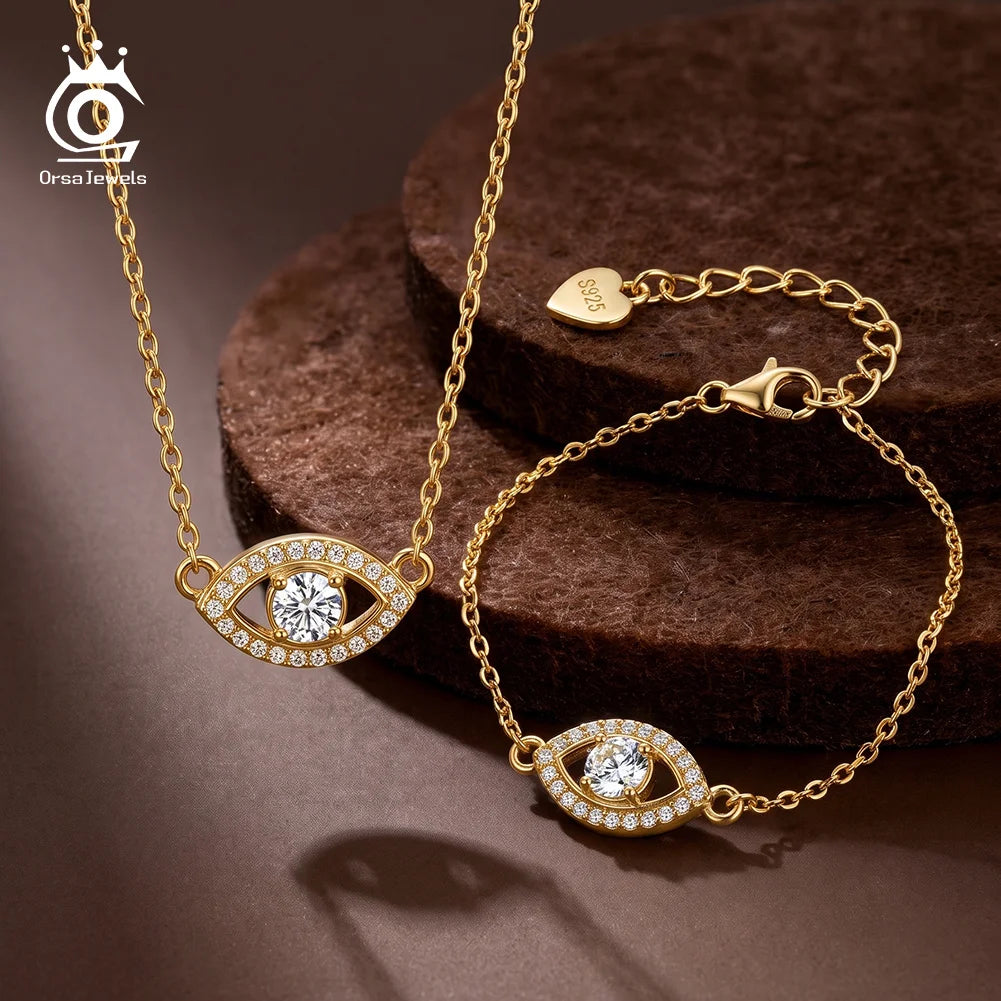Pulsera o Collar Plata de Ley Moissanita Evil Eye