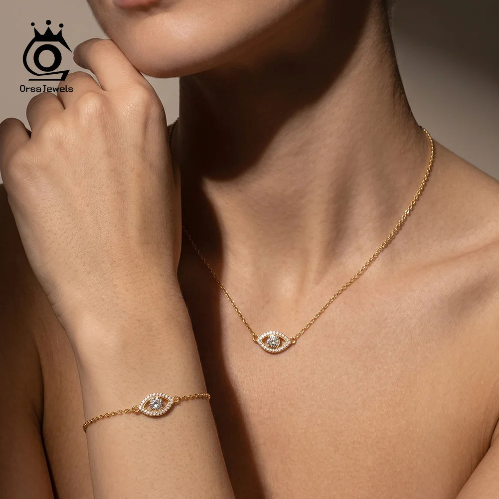 Pulsera o Collar Plata de Ley Moissanita Evil Eye