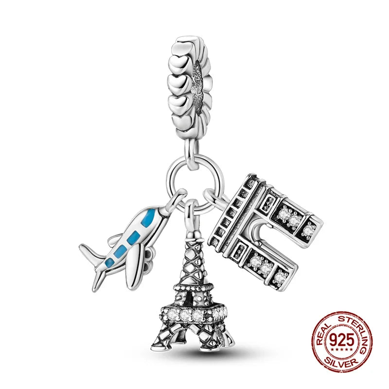Serie de dijes de plata 925 con motivos arquitectónicos