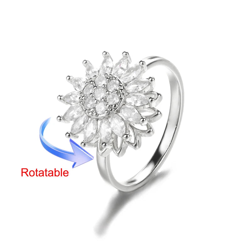Anillo Giratorio Antiestrés "Lucky Flower" (Acero Inoxidable)