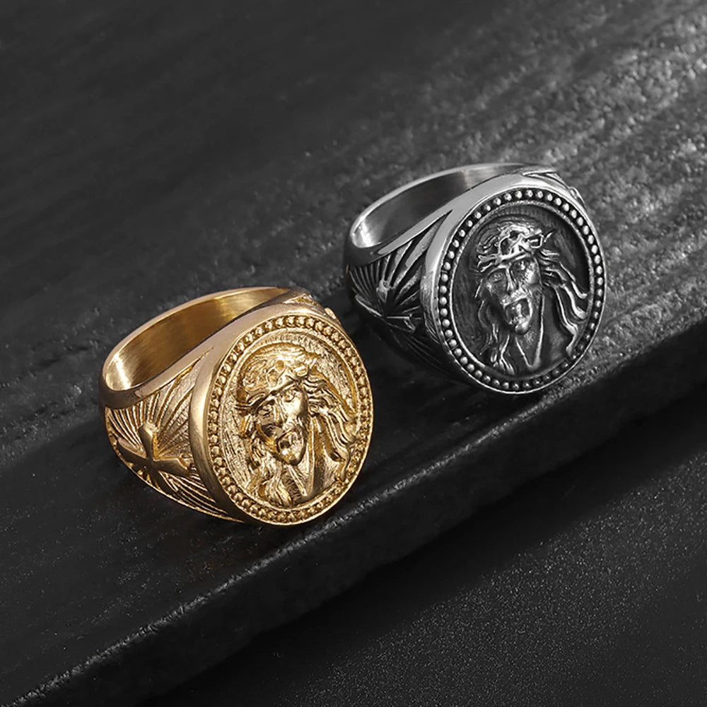 Anillo De Sello Vintage "Medalla ¨Guerrera" (Acero 316L)
