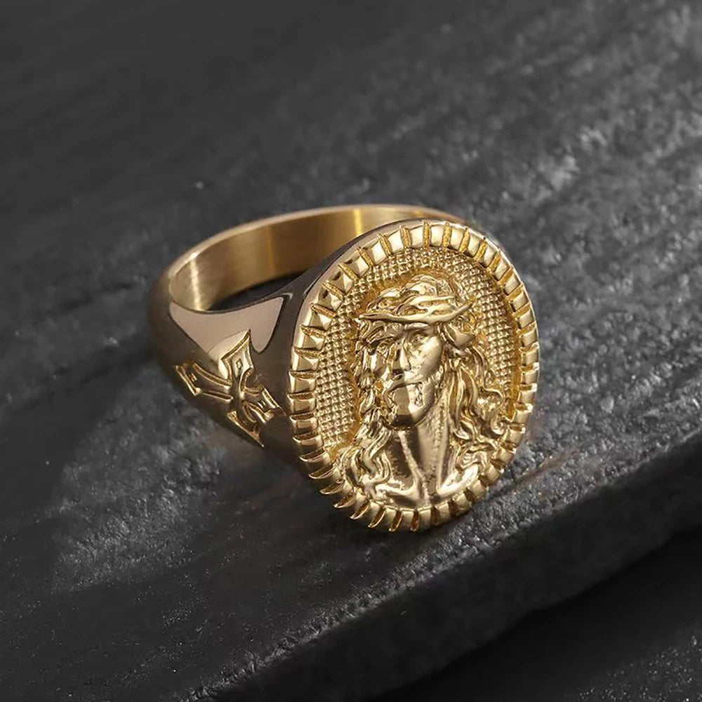 Anillo De Sello Vintage "Medalla ¨Guerrera" (Acero 316L)
