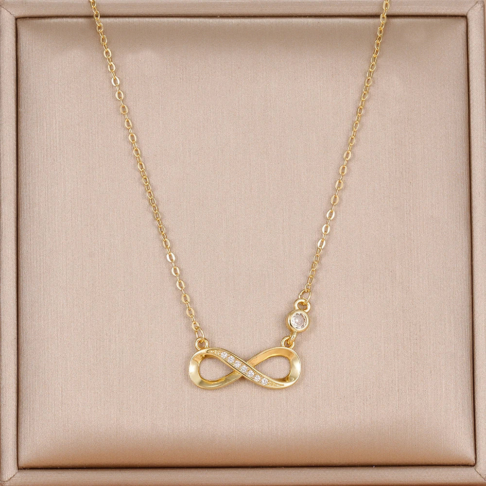 Collar Infinito de acero inoxidable con colgante de infinito para mujer..