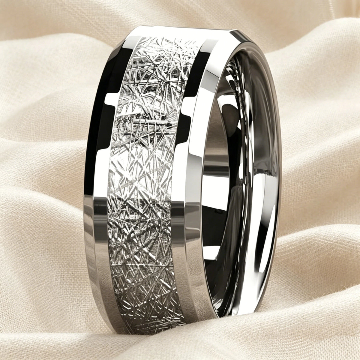 Anillo de Acero Inoxidable para Hombre con Cruz, Alas de Ángel y Oración del Señor.