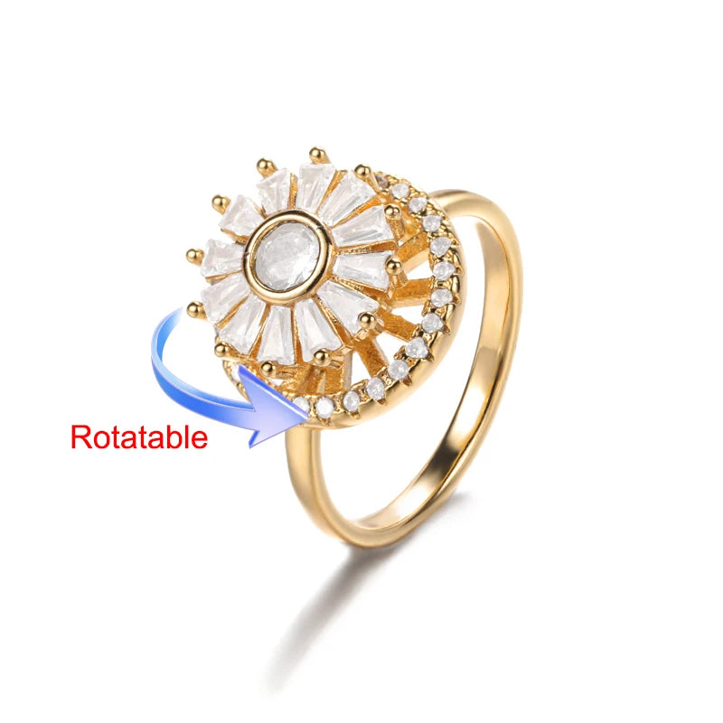 Anillo Giratorio Antiestrés "Lucky Flower" (Acero Inoxidable)