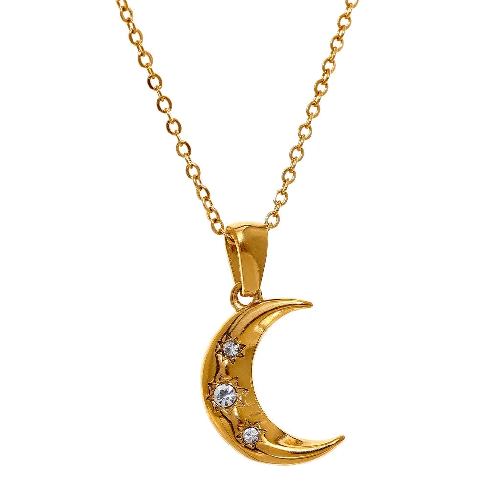 Colgante de Circonia Cúbica y Luna Romántica