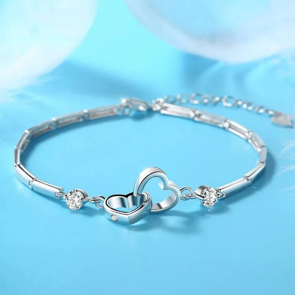 Pulsera Plata de Ley Twin Heart (Edición Brillo)