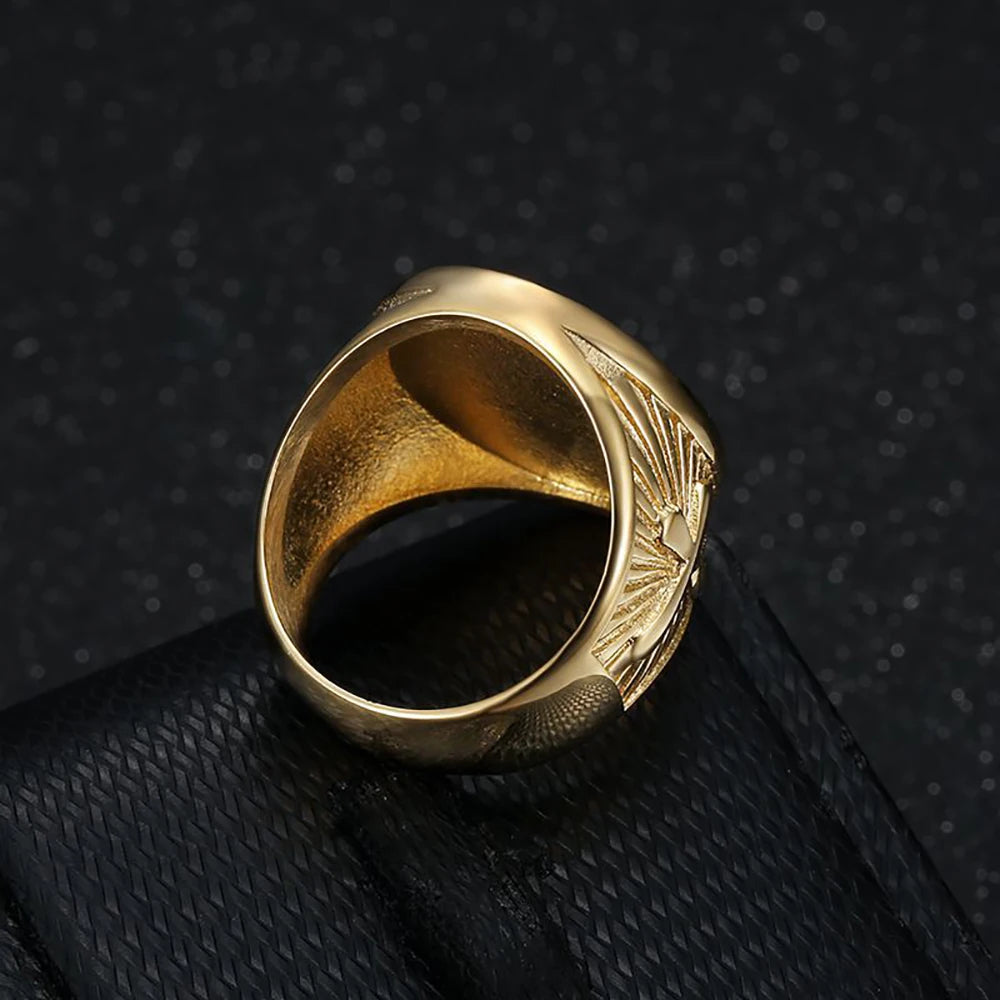 Anillo De Sello Vintage "Medalla ¨Guerrera" (Acero 316L)