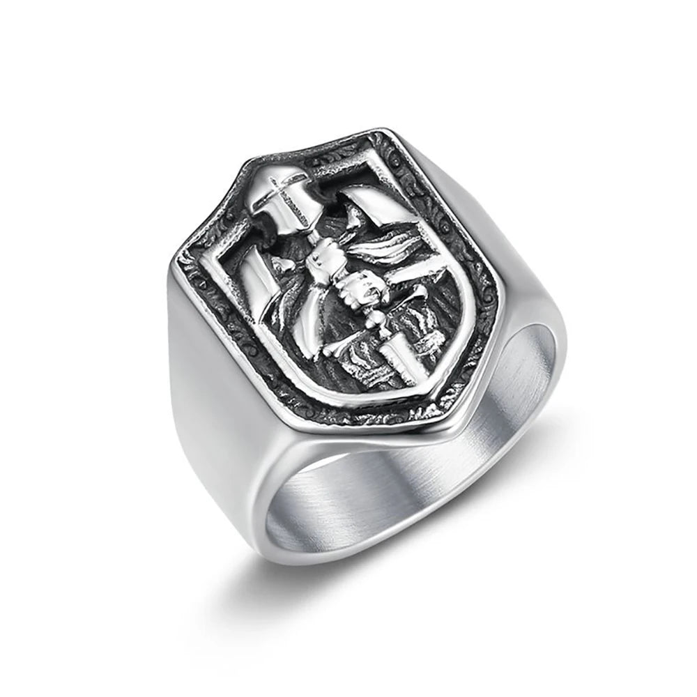 Anillo De Sello Vintage "Medalla ¨Guerrera" (Acero 316L)
