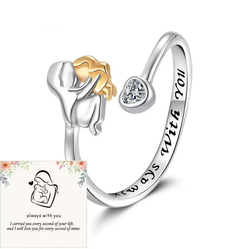 Anillo Abierto "Rosa & Corazón" Dual Tone