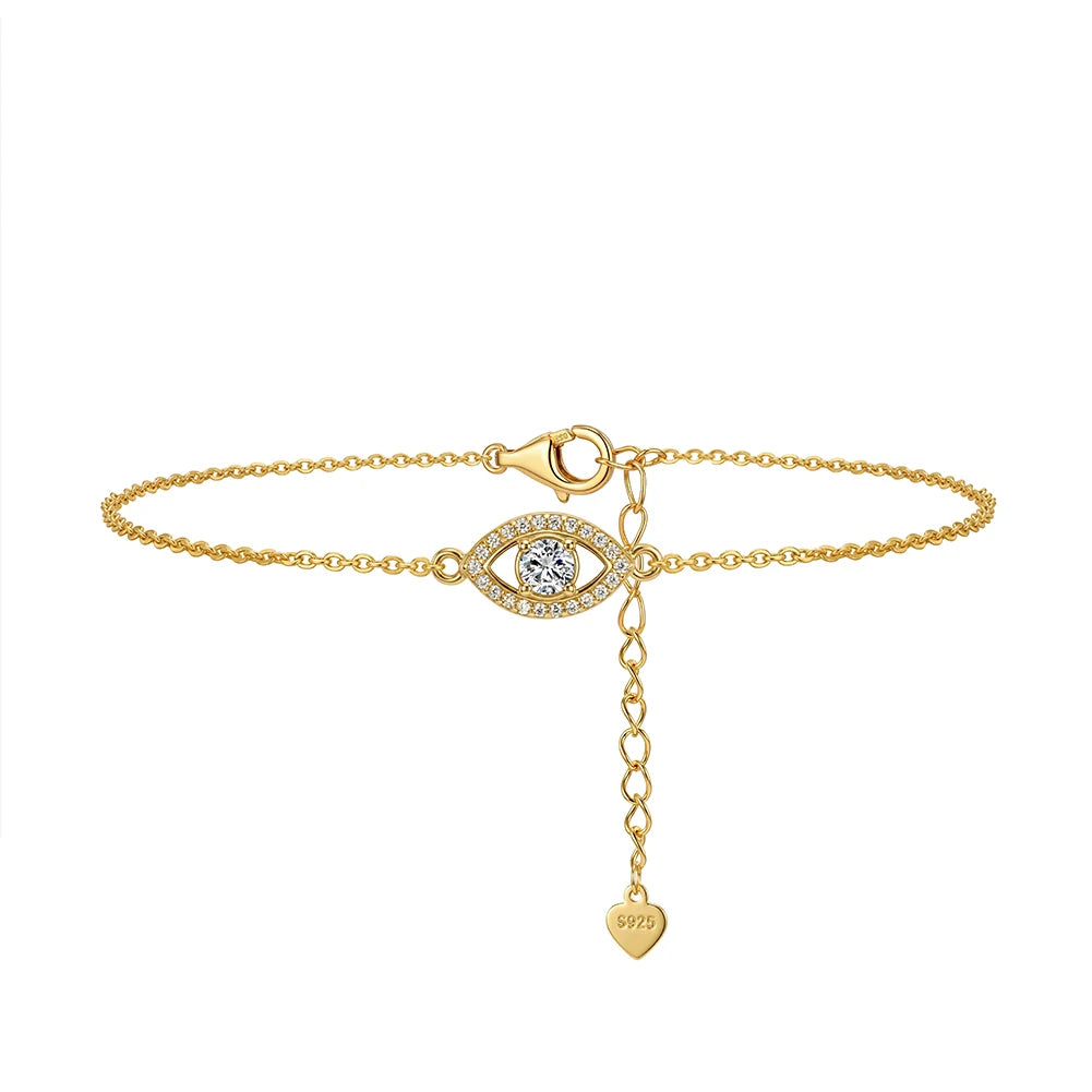 Pulsera o Collar Plata de Ley Moissanita Evil Eye