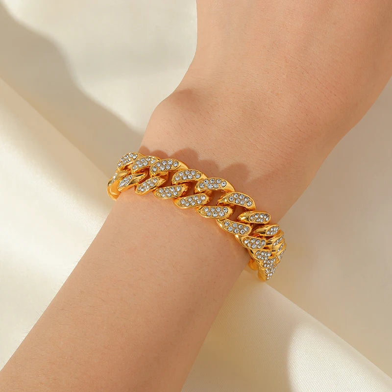 Pulsera Cubana King Gold(Acero inoxidable)