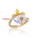 Anillo Giratorio Antiestrés "Lucky Flower" (Acero Inoxidable)