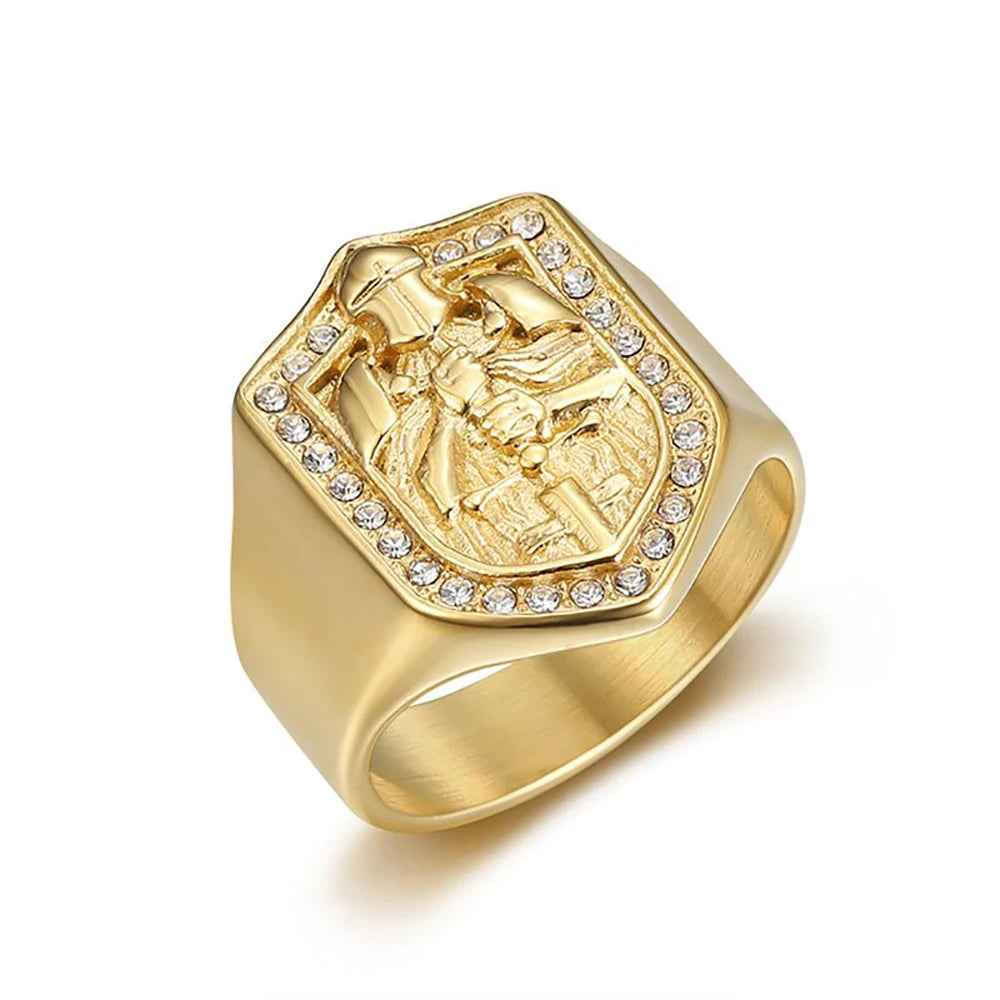 Anillo De Sello Vintage "Medalla ¨Guerrera" (Acero 316L)