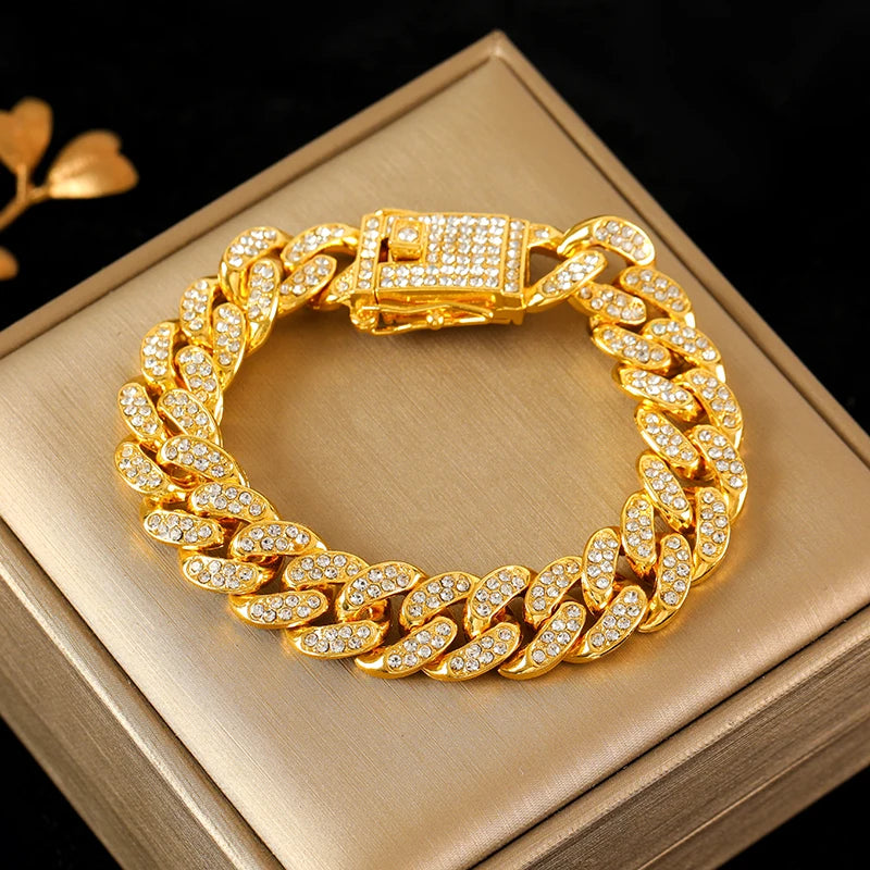Pulsera Cubana King Gold(Acero inoxidable)