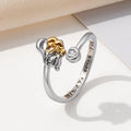 Anillo Abierto "Rosa & Corazón" Dual Tone