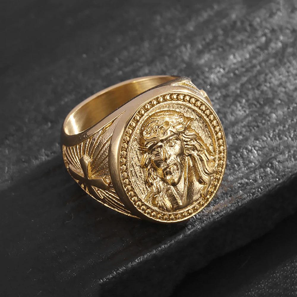 Anillo De Sello Vintage "Medalla ¨Guerrera" (Acero 316L)
