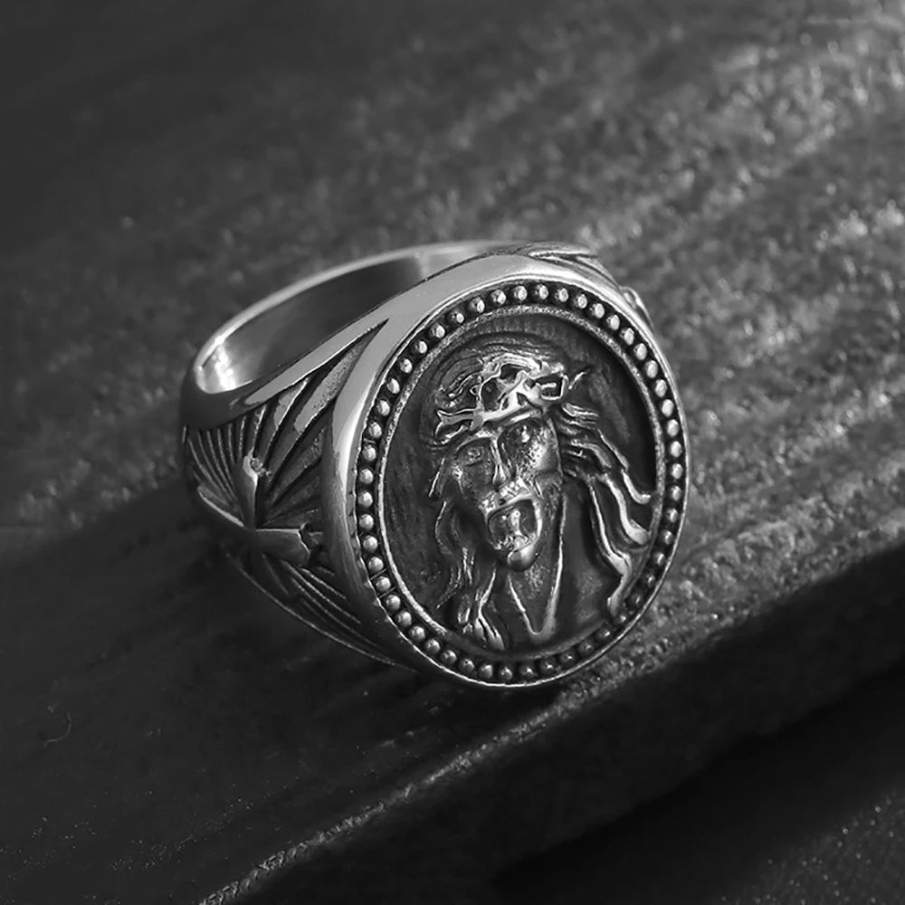Anillo De Sello Vintage "Medalla ¨Guerrera" (Acero 316L)