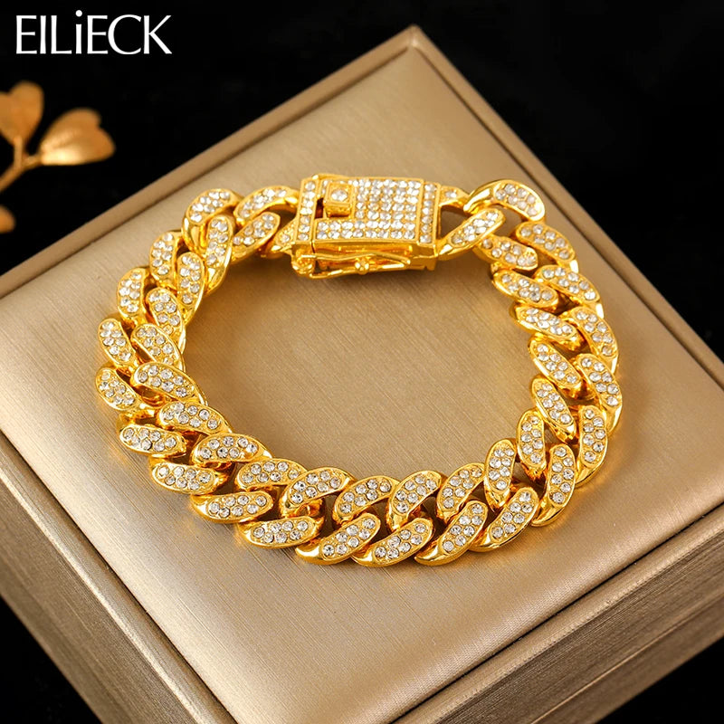 Pulsera Cubana King Gold(Acero inoxidable)