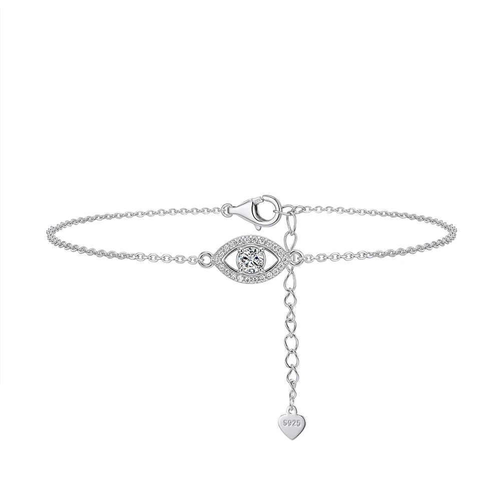 Pulsera o Collar Plata de Ley Moissanita Evil Eye